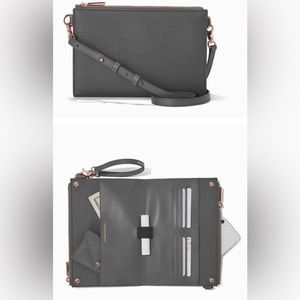 Dagne Dover Essentials Coated Canvas Clutch/Wallet Graphite NEW O285